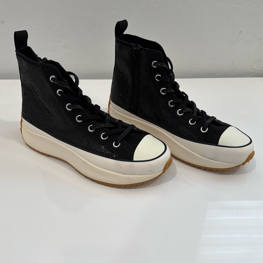 Steve Madden Shaft R Rhinestone Embellished High Top Platform Sneakers. Size 11M